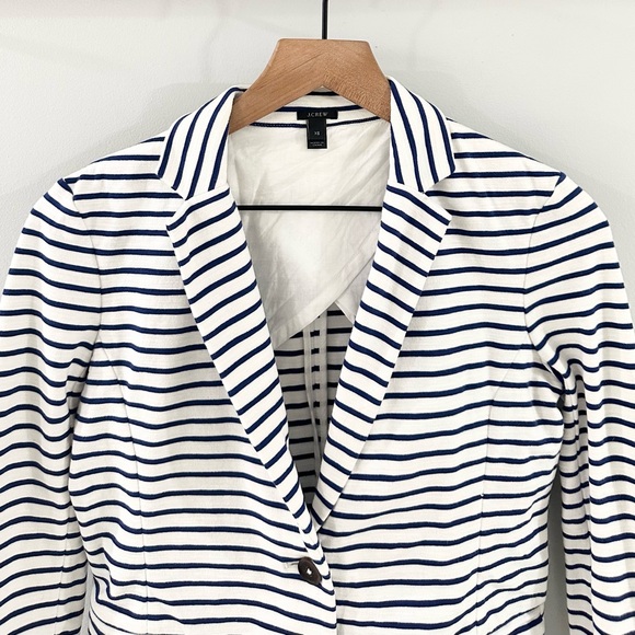 J. Crew Striped Knit Blazer Blue & White Size XS - Picture 4 of 7